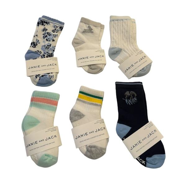 Janie and Jack Boy’s Assorted Socks - Set of 6 Size 6-12M - Picture 1 of 3
